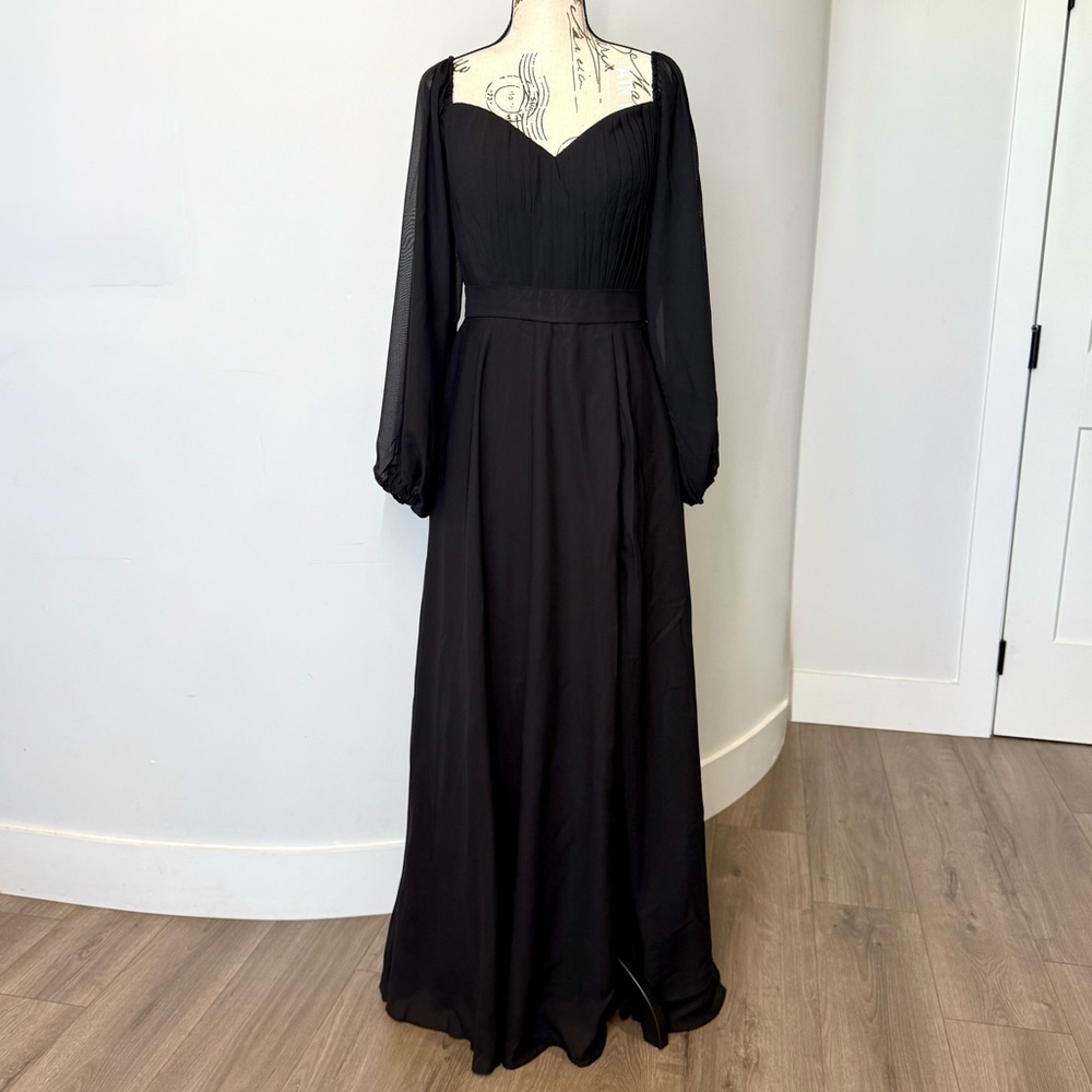 Chiffon Elegant Black Evening Gown w Slit